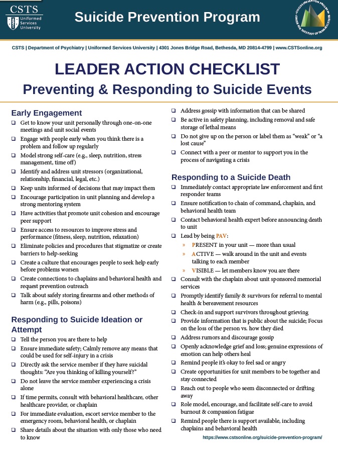 Leader Action Checklist